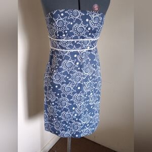 Vineyard Vines Size 6 Blue Nautilus Strapless Sundress Dress